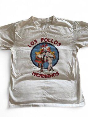Breaking Bad Los Pollos Hermanos Graphic T-Shirt White Size Medium Vintage Style